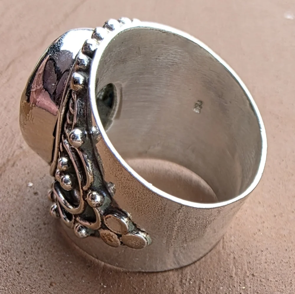 Rainbow Moonstone Boho Style Ring in 925 Sterling Silver (6.75) - Picture 15 of 16